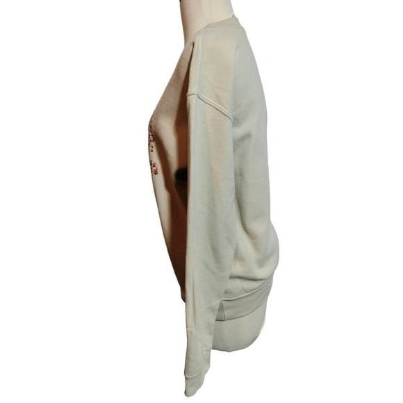 Graphic fall print beige color crew neck sweat shirt women size small - Picture 3 of 7